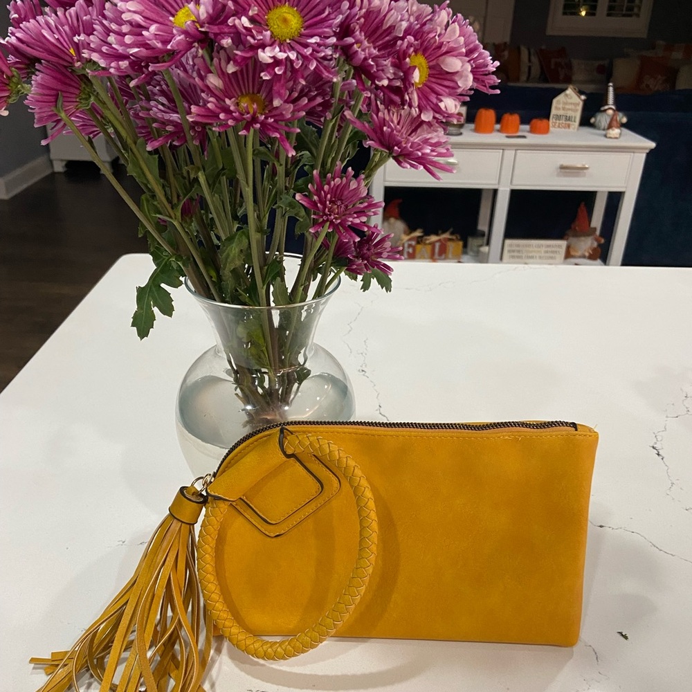Mustard yellow wristlet new
